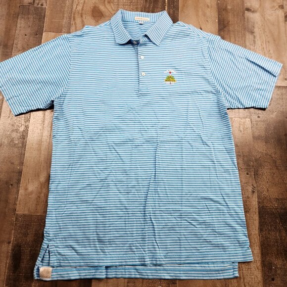 Mens Peter Millar size L Large Blue Striped Embroidered Polo Shirt (Lot of 2) - Picture 2 of 15